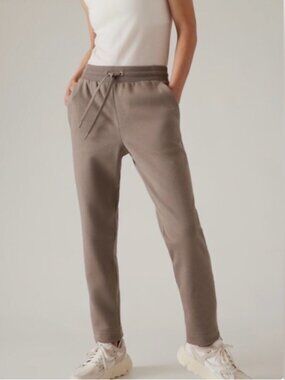 Athleta Cozy Karma High Rise Zip Ankle Pants Size Medium Beige Weekend